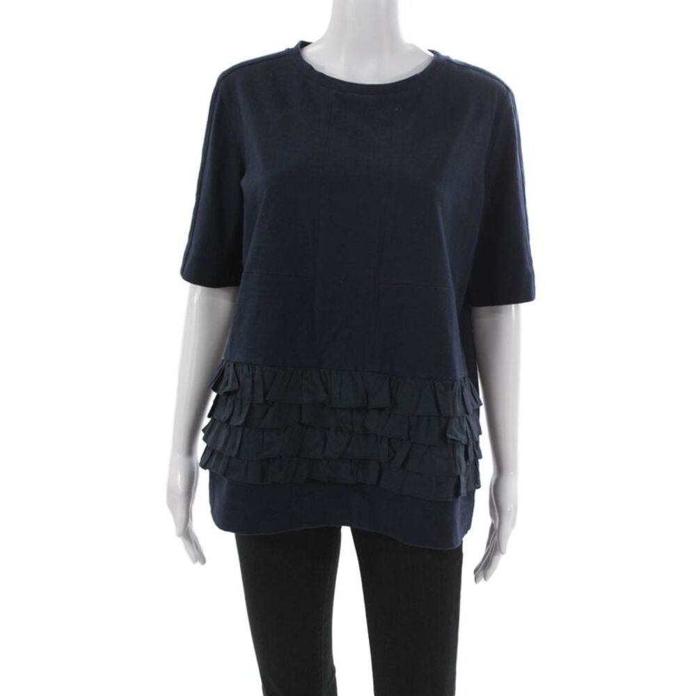 Marni Womens Basic Cotton Crew Neck Short Sleeve T Shirt Blue Size 44